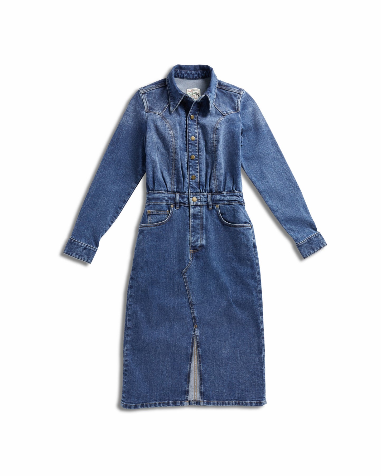 Women's Long Sleeve Denim Midi Dress | Tecovas Women