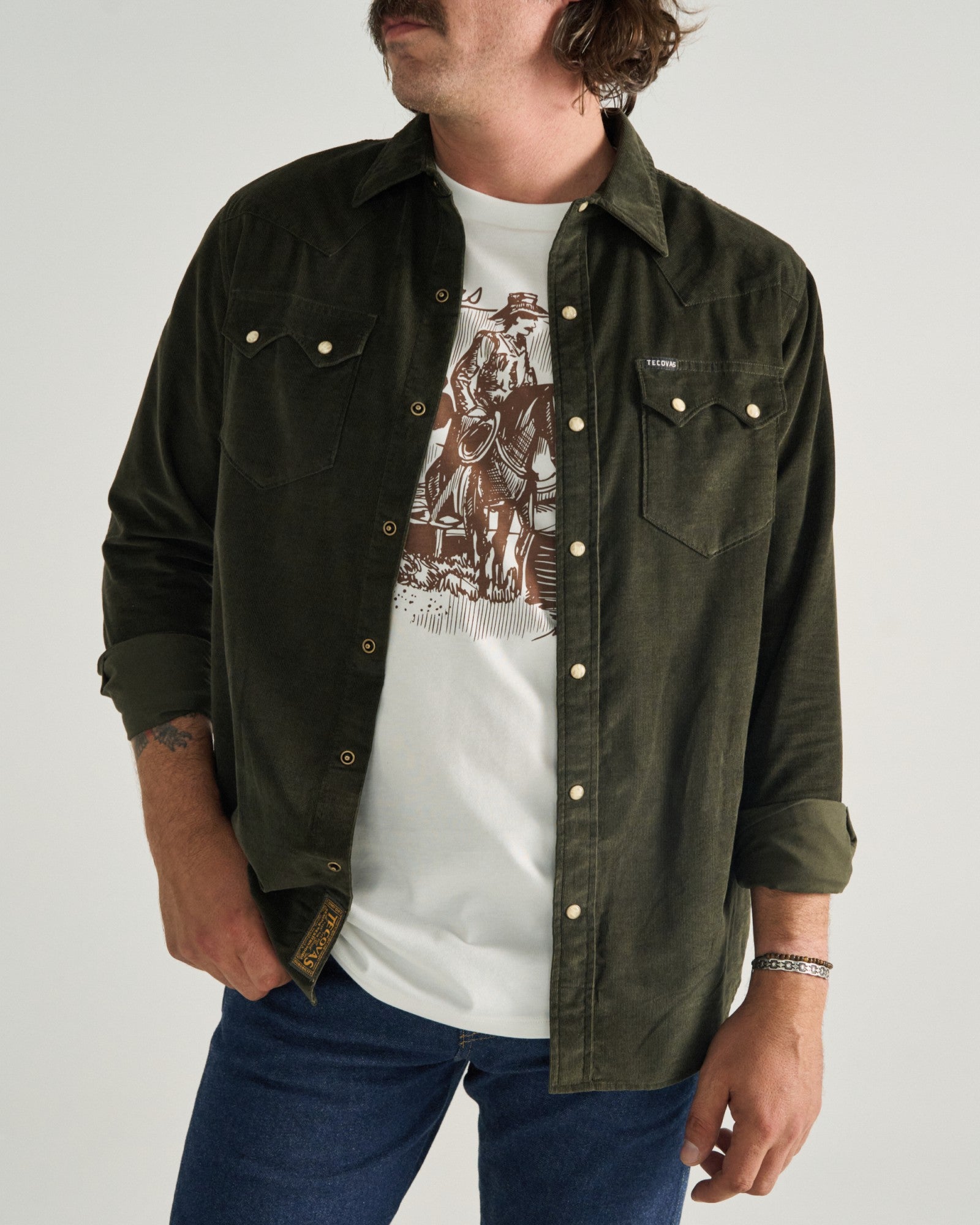 Men's Texas Weight Corduroy Pearl Snap | Tecovas Men