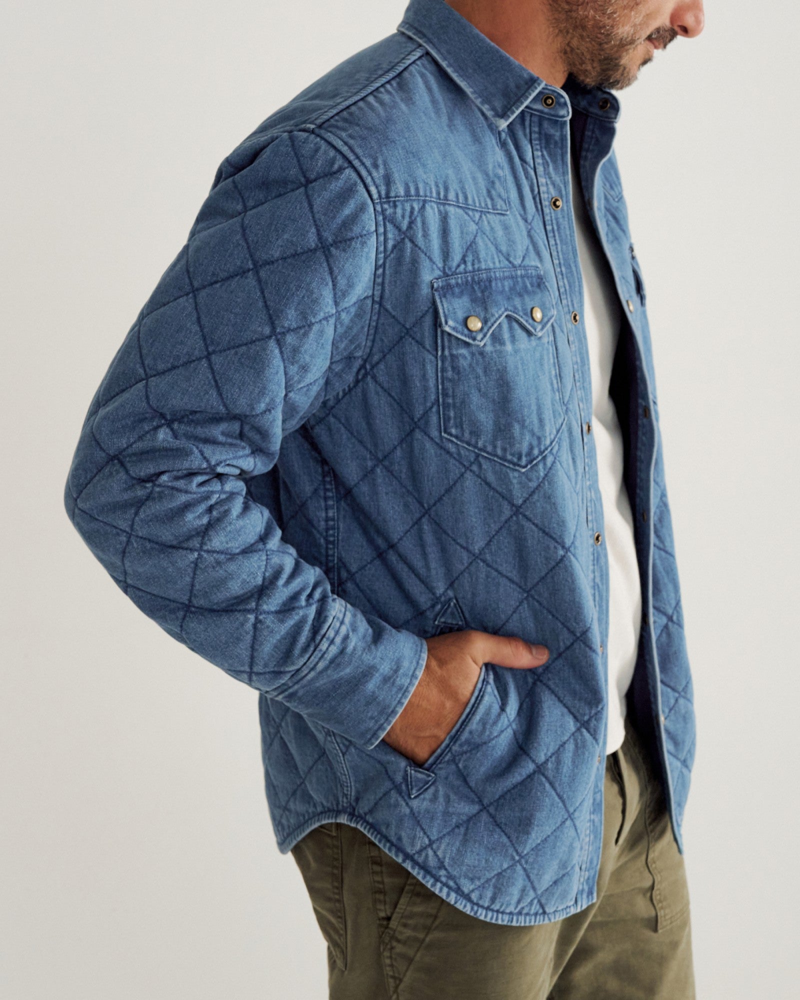 Men's Quilted Denim Shacket | Tecovas Men