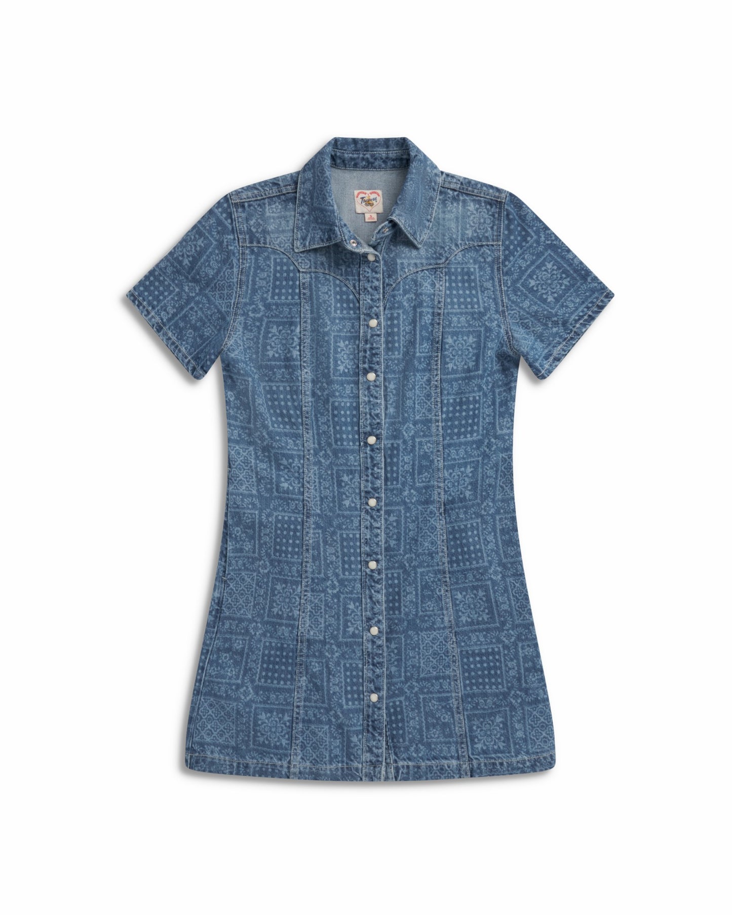 Women's Short Sleeve Mini Pearl Snap Dress | Tecovas Women