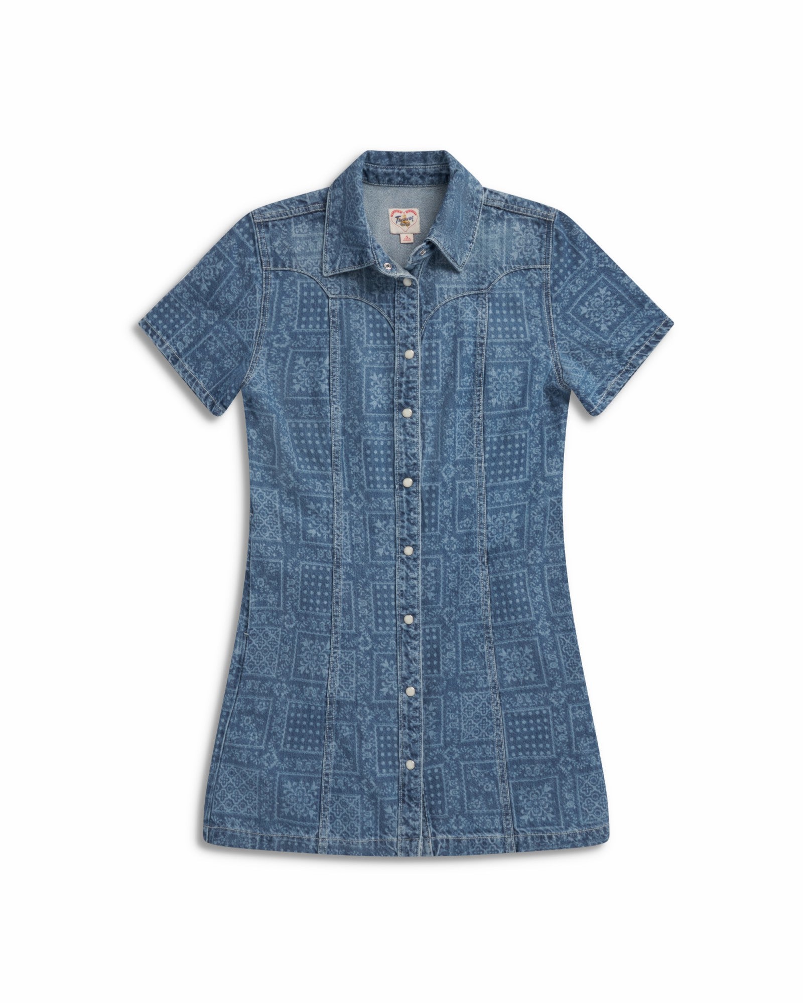 Women's Short Sleeve Mini Pearl Snap Dress | Tecovas Women