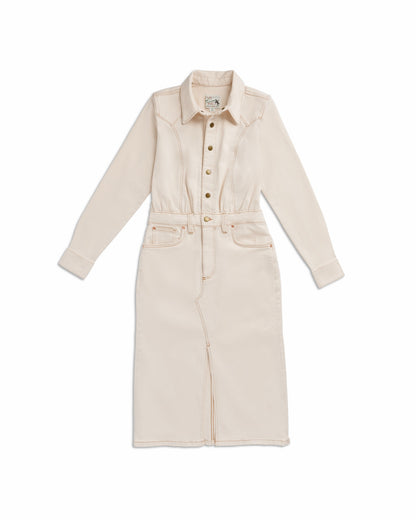 Women's Long Sleeve Natural Denim Midi Dress | Tecovas Women