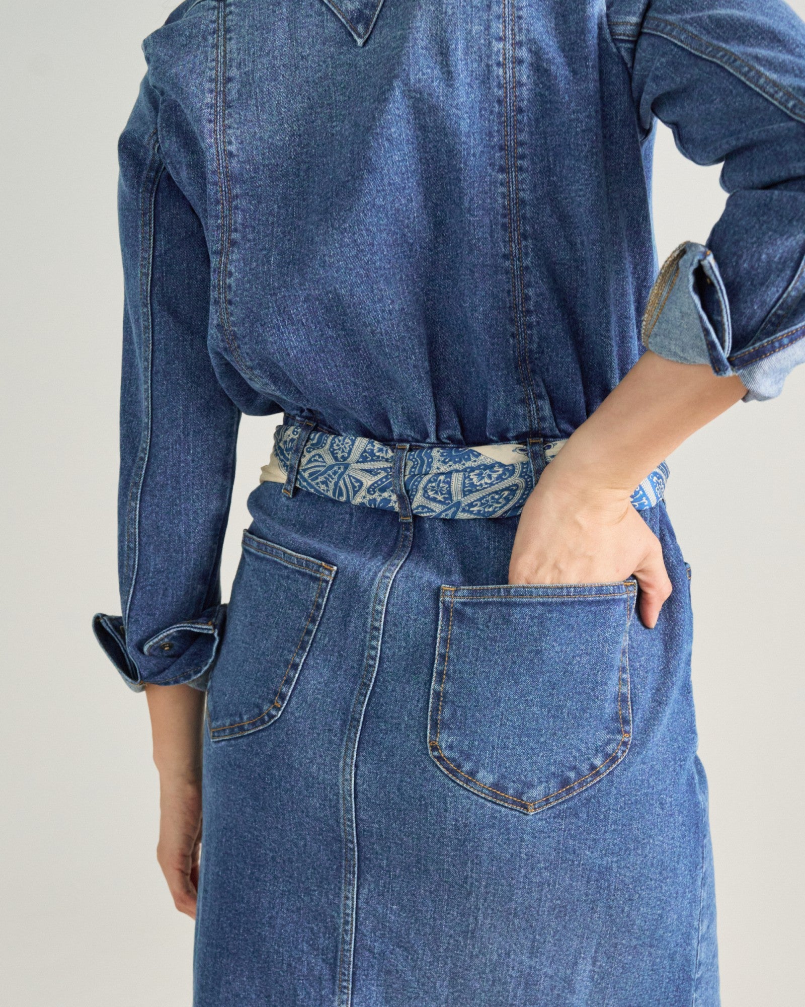 Women's Long Sleeve Denim Midi Dress | Tecovas Women
