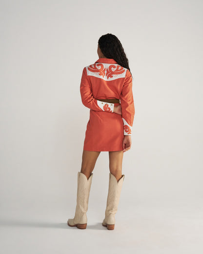 Women's Long Sleeve Applique Mini Dress | Tecovas Women