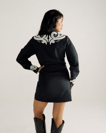 Women's Long Sleeve Applique Mini Dress | Tecovas Women
