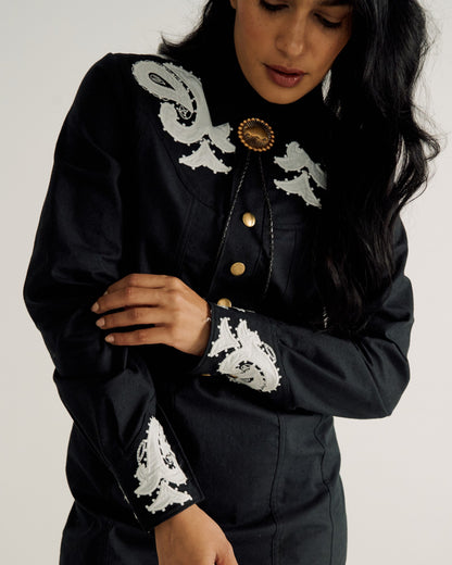 Women's Long Sleeve Applique Mini Dress | Tecovas Women