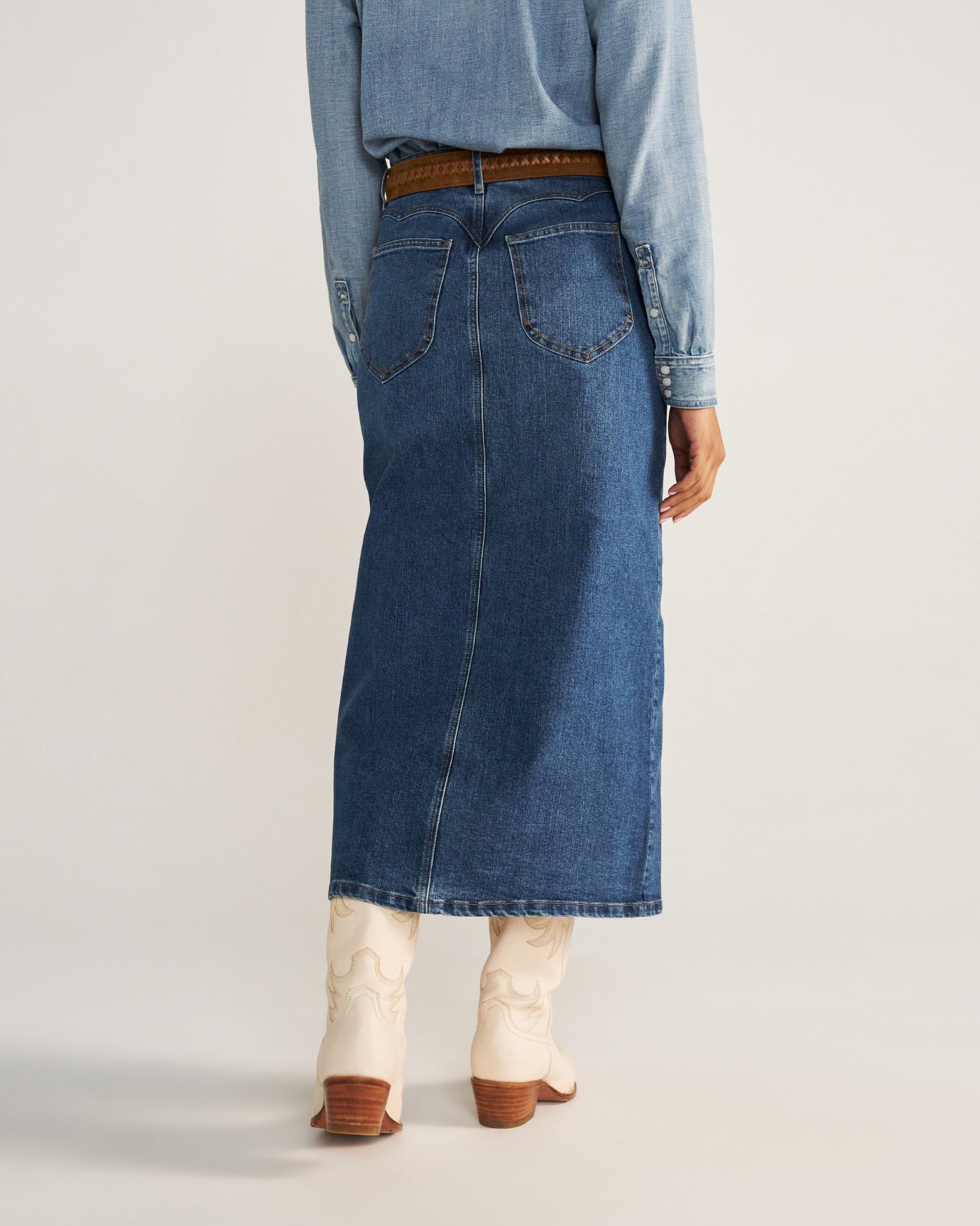 Women's Denim Midi Skirt | Tecovas Women
