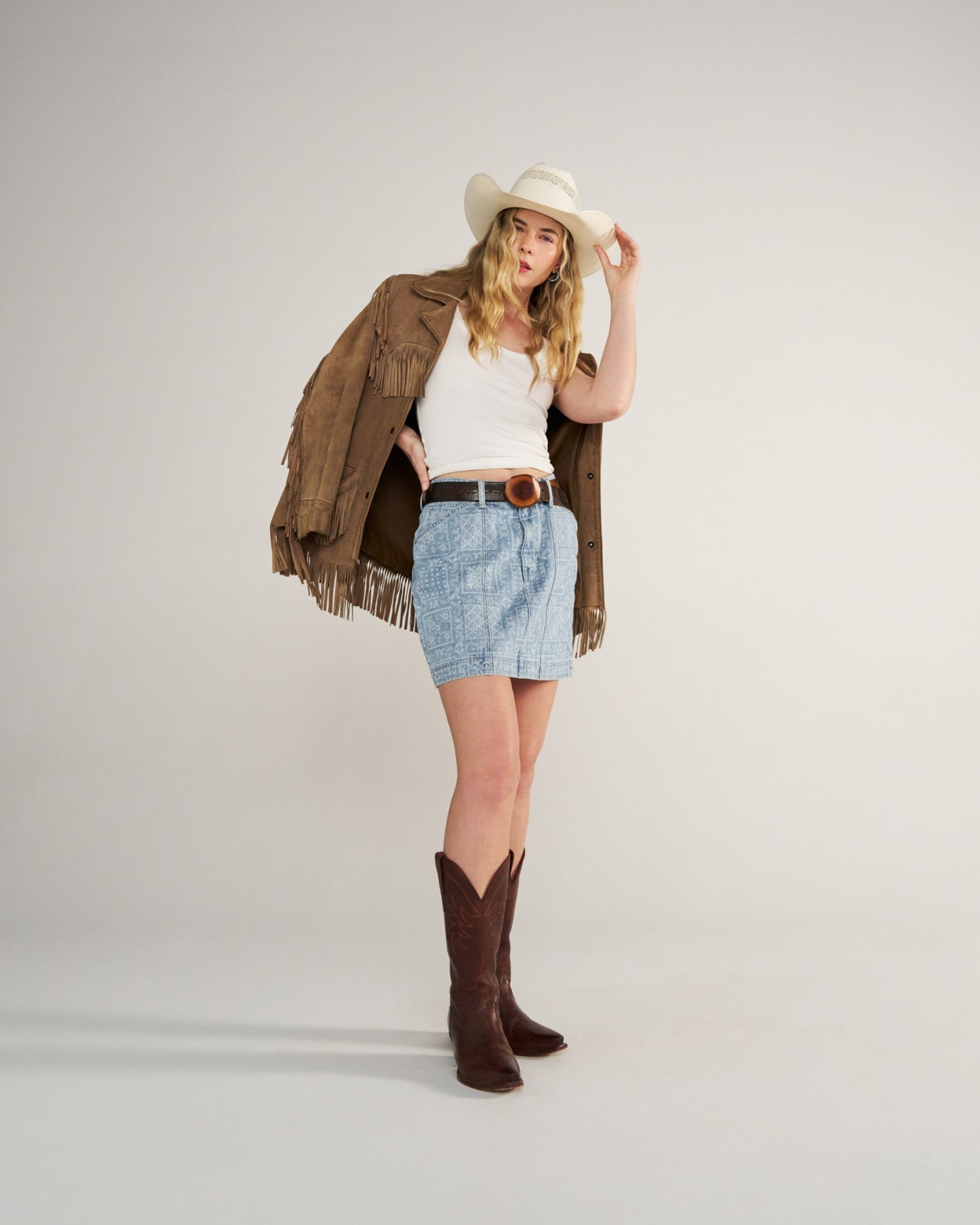 Women's High-Rise Denim Mini Skirt | Tecovas Women