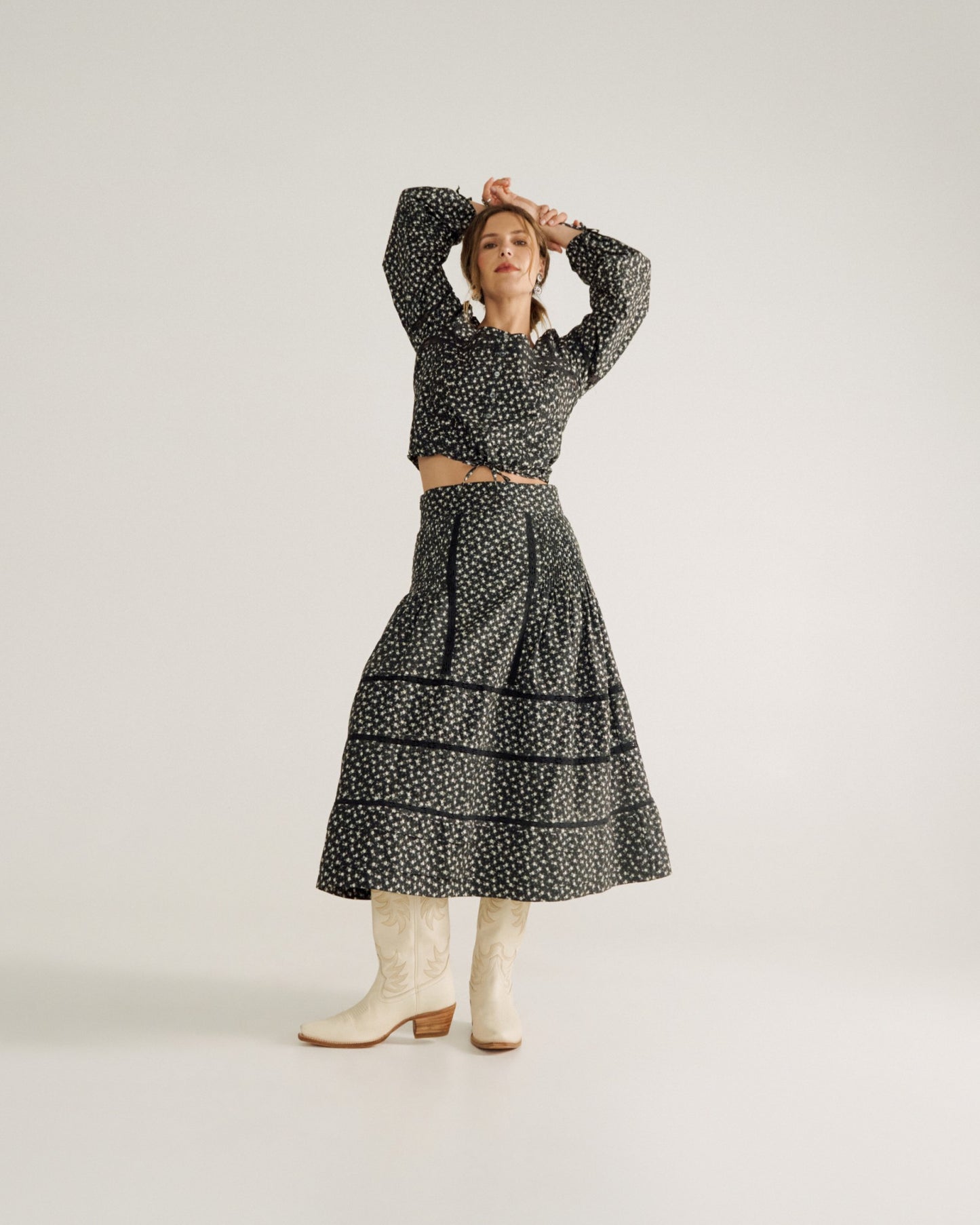 Women's Cotton Poplin Midi Skirt | Tecovas Women