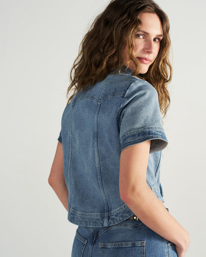 Women's Short Sleeve Denim Top | Tecovas Women