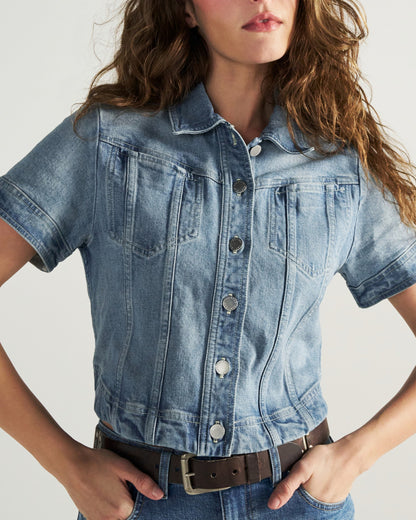 Women's Short Sleeve Denim Top | Tecovas Women