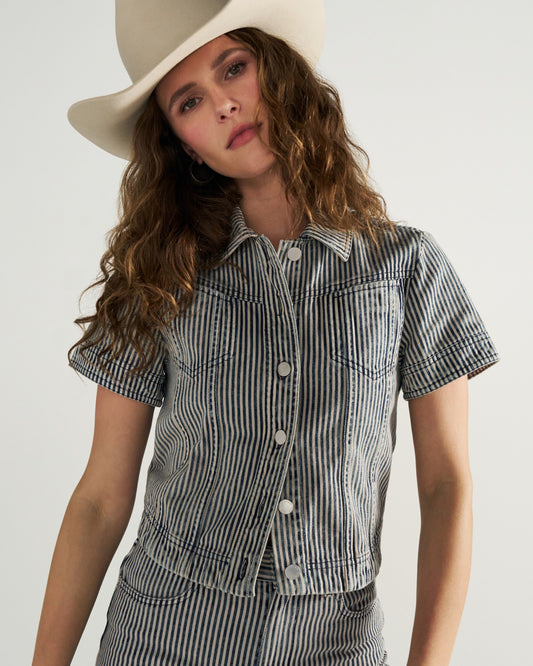 Women's Short Sleeve Denim Top | Tecovas Women