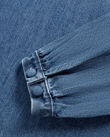 Women's Long Sleeve Denim Popover Top | Tecovas Women