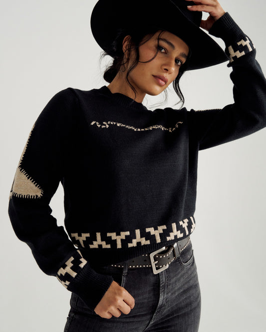 Women's Crew Neck Lucky Boots Sweater | Tecovas Women