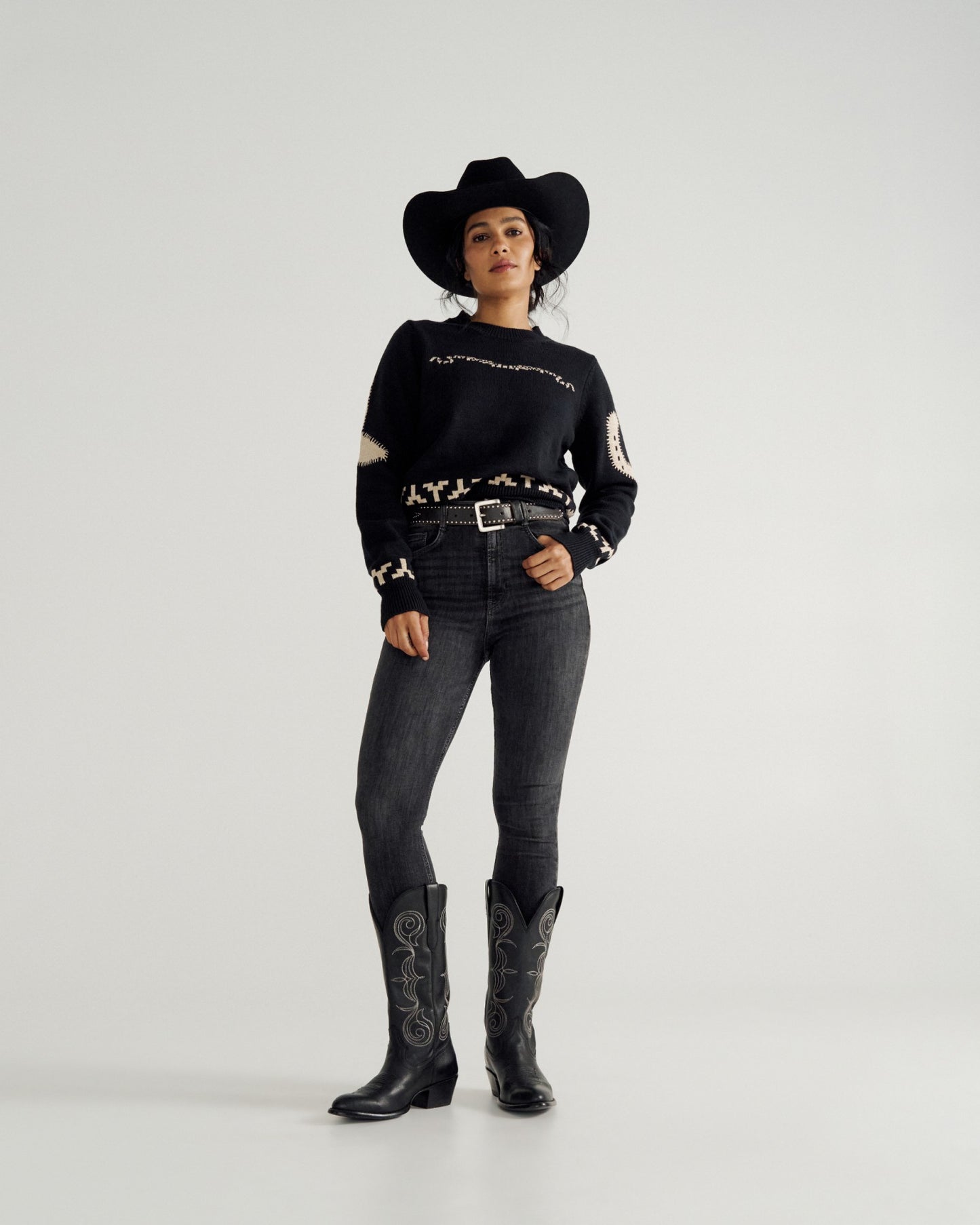 Women's Crew Neck Lucky Boots Sweater | Tecovas Women