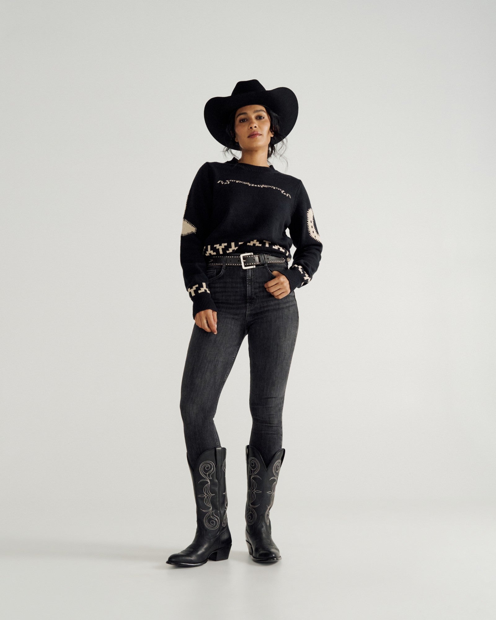 Women's Crew Neck Lucky Boots Sweater | Tecovas Women