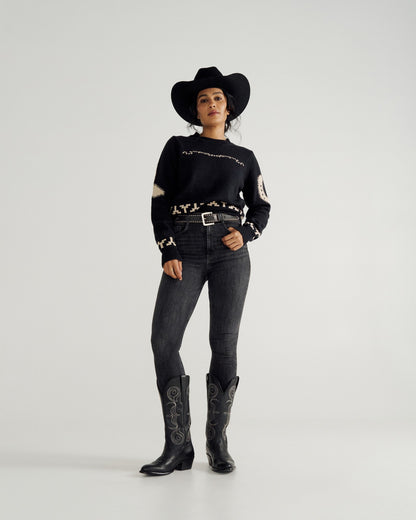 Women's Crew Neck Lucky Boots Sweater | Tecovas Women