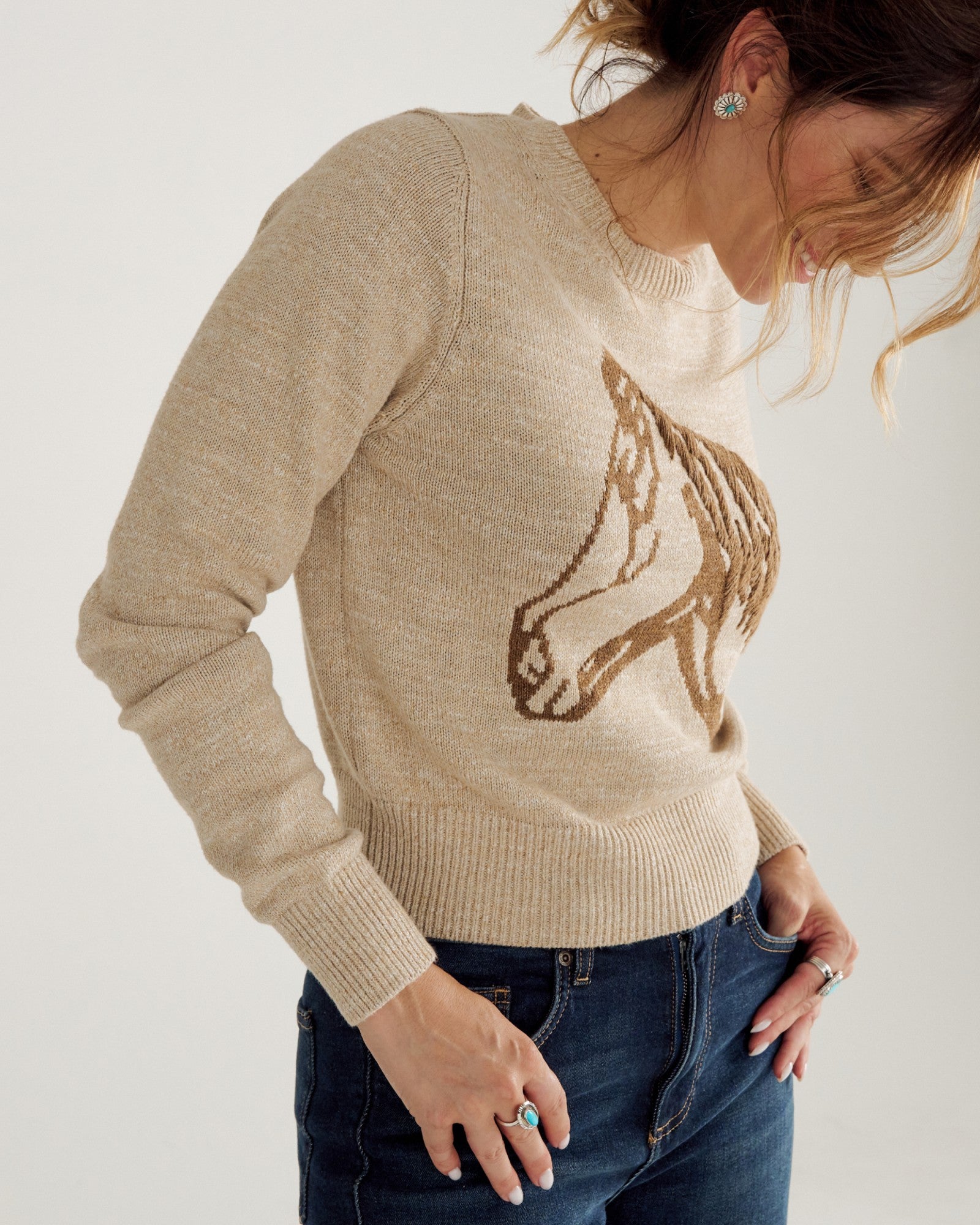 Women's Horse Crew Neck Sweater | Tecovas Women