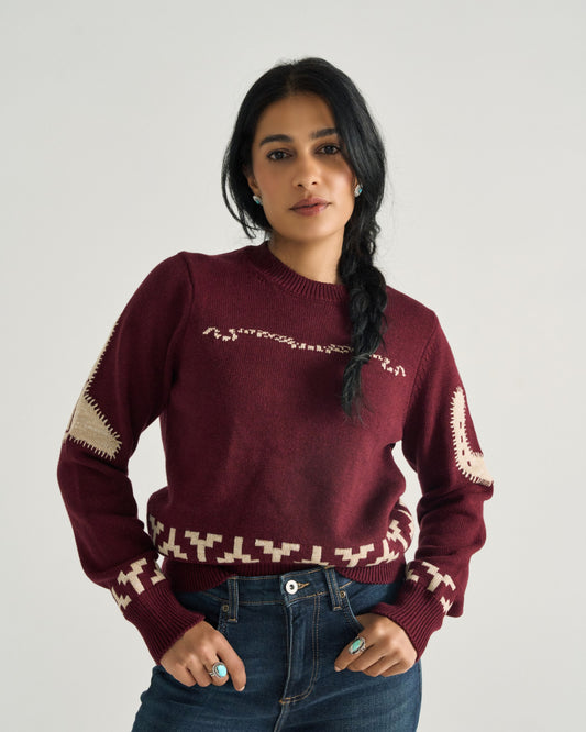 Women's Crew Neck Lucky Boots Sweater | Tecovas Women