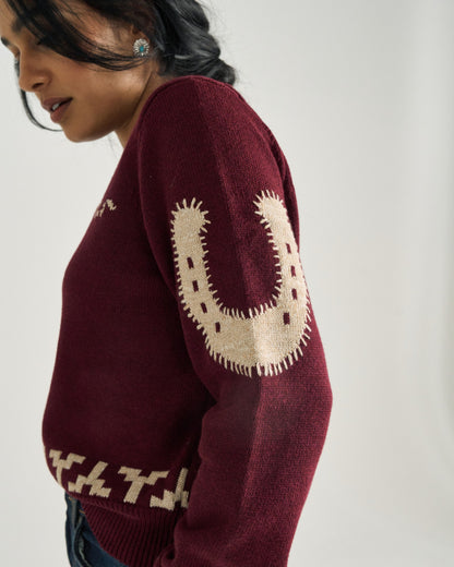 Women's Crew Neck Lucky Boots Sweater | Tecovas Women