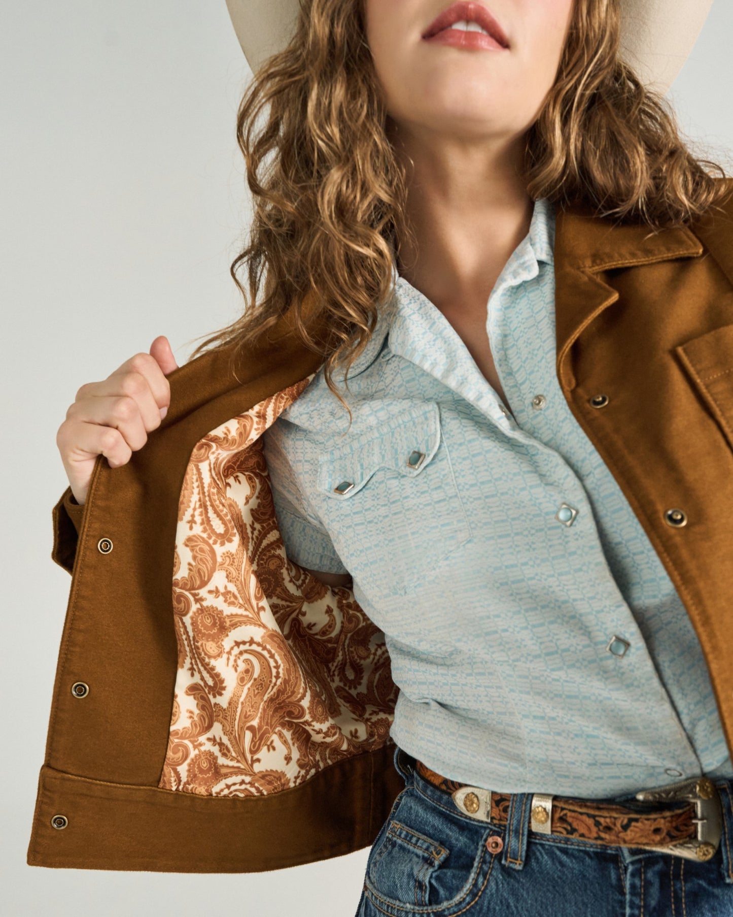 Women's Moleskin Pearl Snap Jacket | Tecovas Women