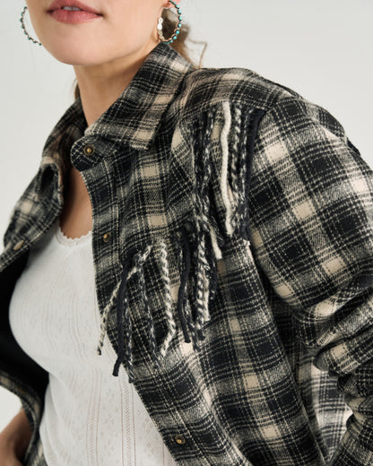 Women's Plaid Fringe Shacket | Tecovas Women