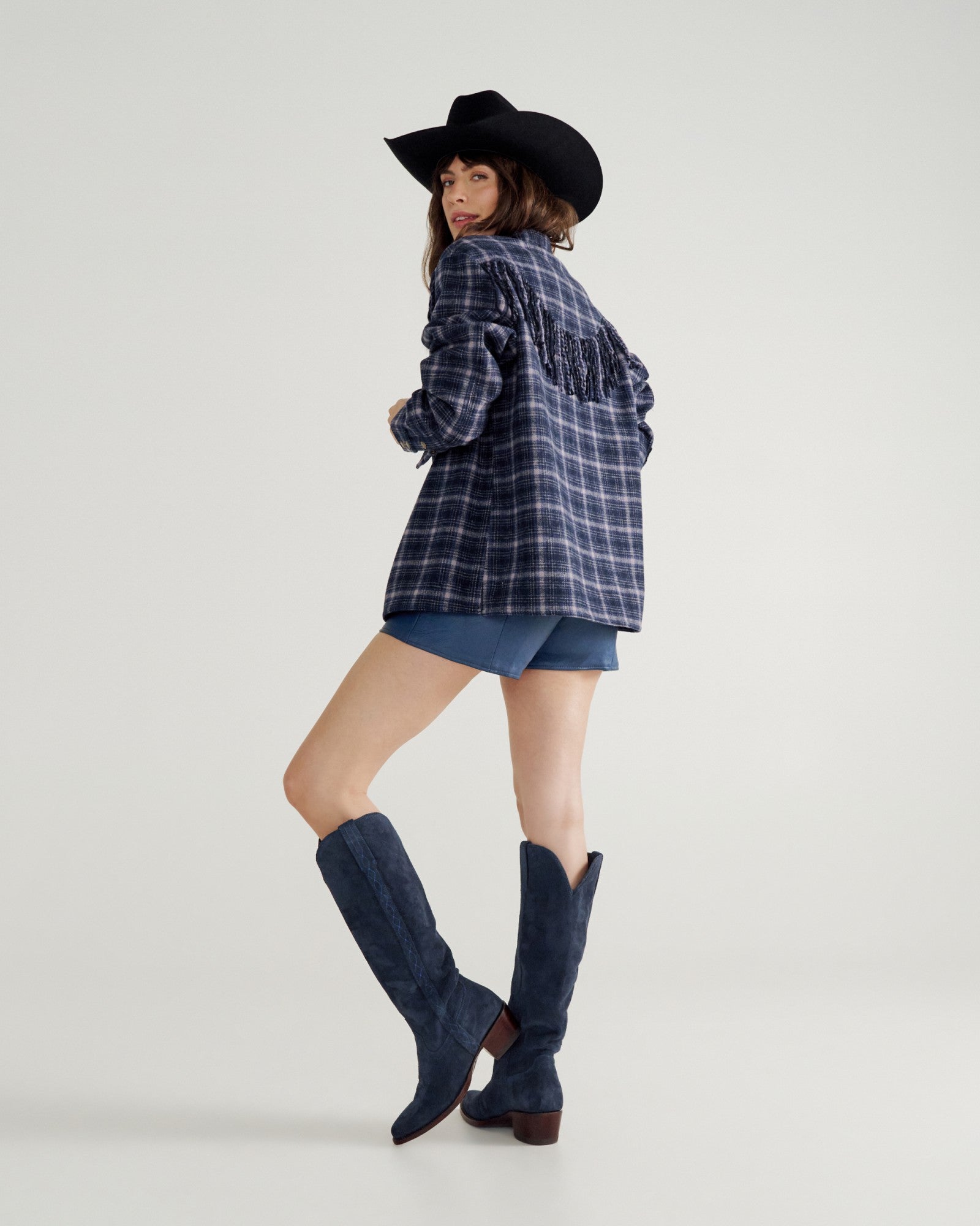Women's Plaid Fringe Shacket | Tecovas Women