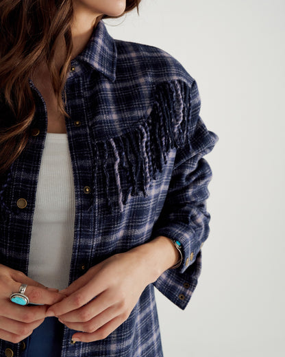 Women's Plaid Fringe Shacket | Tecovas Women